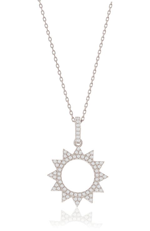 Cubic Zirconia Sunburst Pendant Necklace