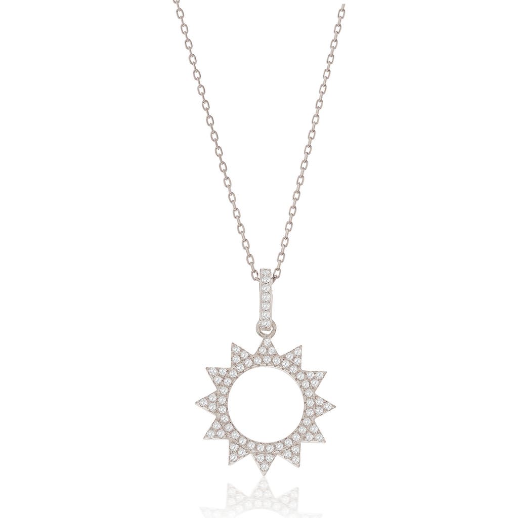 Suzy Levian Cubic Zirconia Sunburst Pendant Necklace