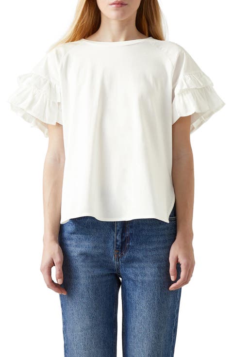 Allie Ruffle Sleeve Organic Cotton Top