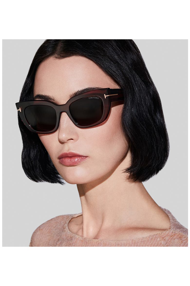 Athena 53mm Cat Eye Sunglasses, Alternate, color, TRANSPARENT WINE / T LOGO