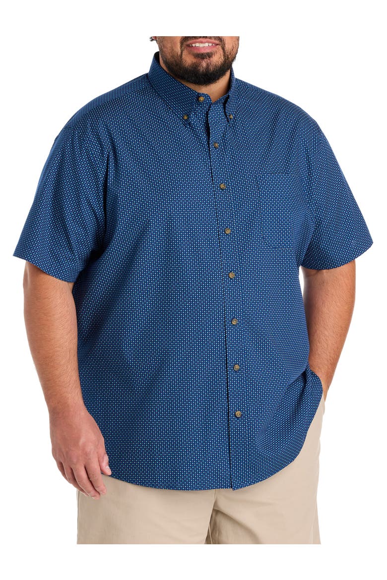 Big & Tall Easy-Care Micro Print Sport Shirt V2, Main, color, BLUE