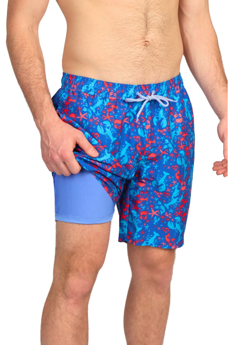 Lobster Print Swim Trunks, Alternate, color, MULTI