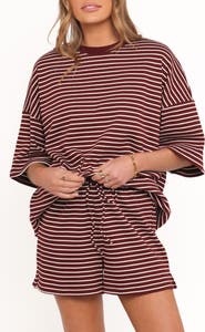 Petal & Pup Hellen Stripe Knit Cotton Top & Shorts Set