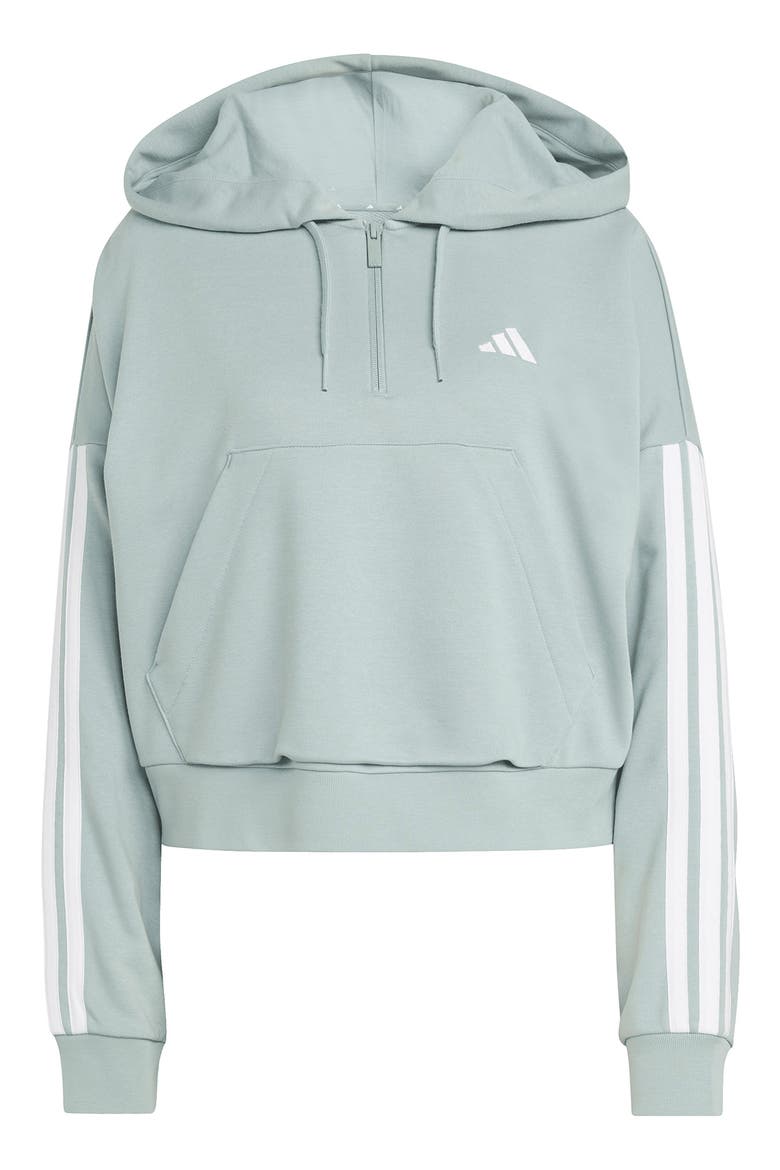 3-Stripes French Terry Hoodie, Alternate, color, WONDER SAGE/ WHITE