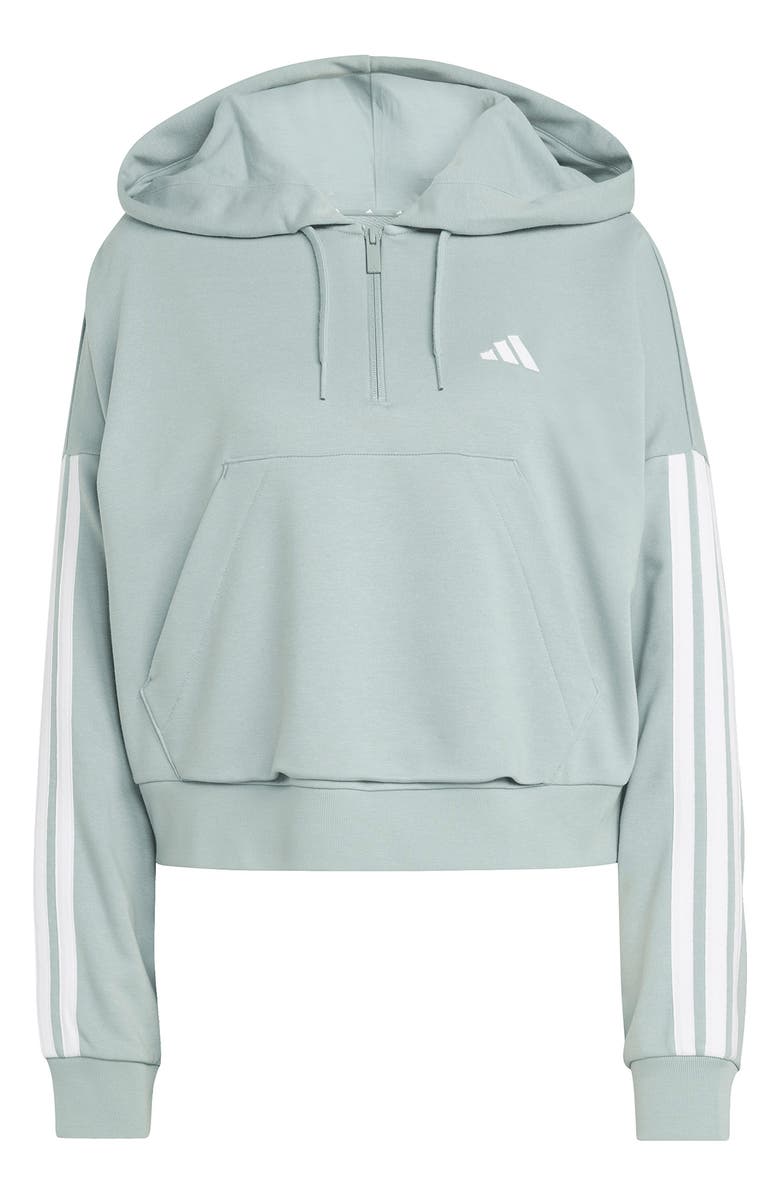 adidas 3-Stripes French Terry Hoodie, Alternate, color, Wonder Sage/ White