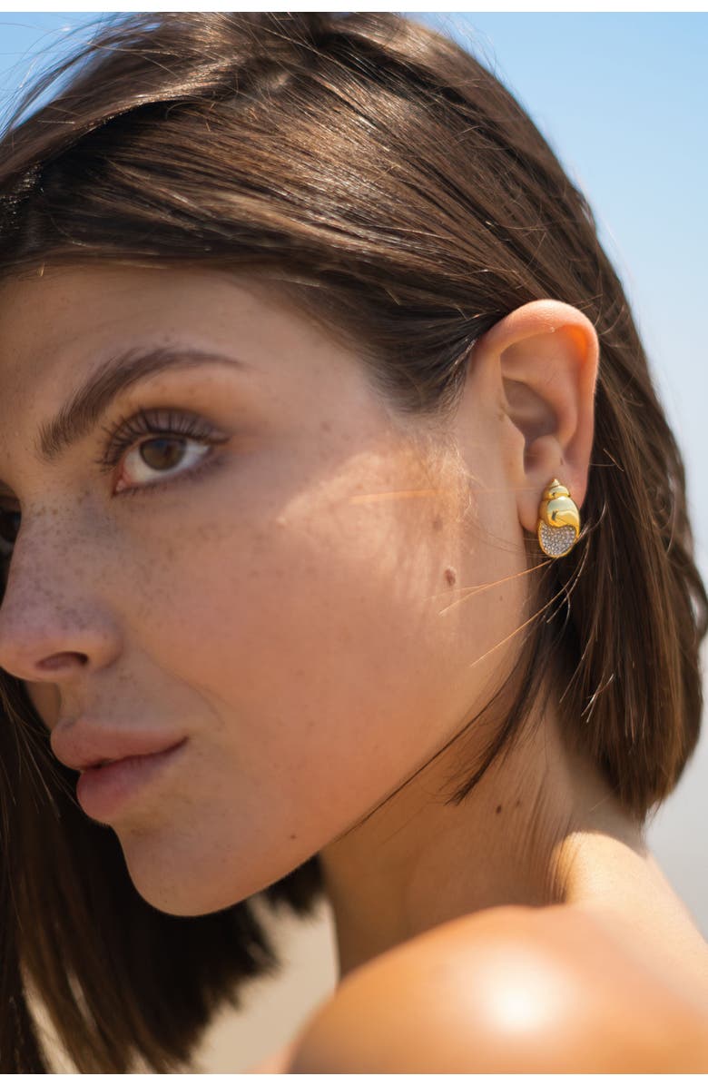 Classicharms Lexi Crystal Seashell Stud Earrings, Alternate, color, Gold