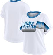 WEAR by Erin Andrews Women's WEAR by Erin Andrews White Detroit Lions Cropped Center Stripe Dolman T-Shirt