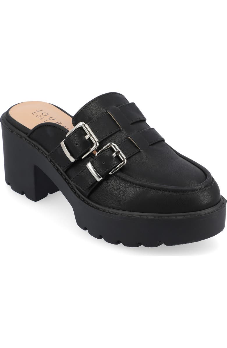 Journee Collection Brydie Platform Mule, Main, color, Black