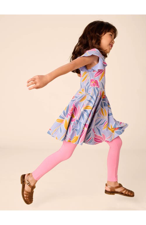 Tea Collection Flutter Sleeve Twirl Dress In Tropical Gardenias