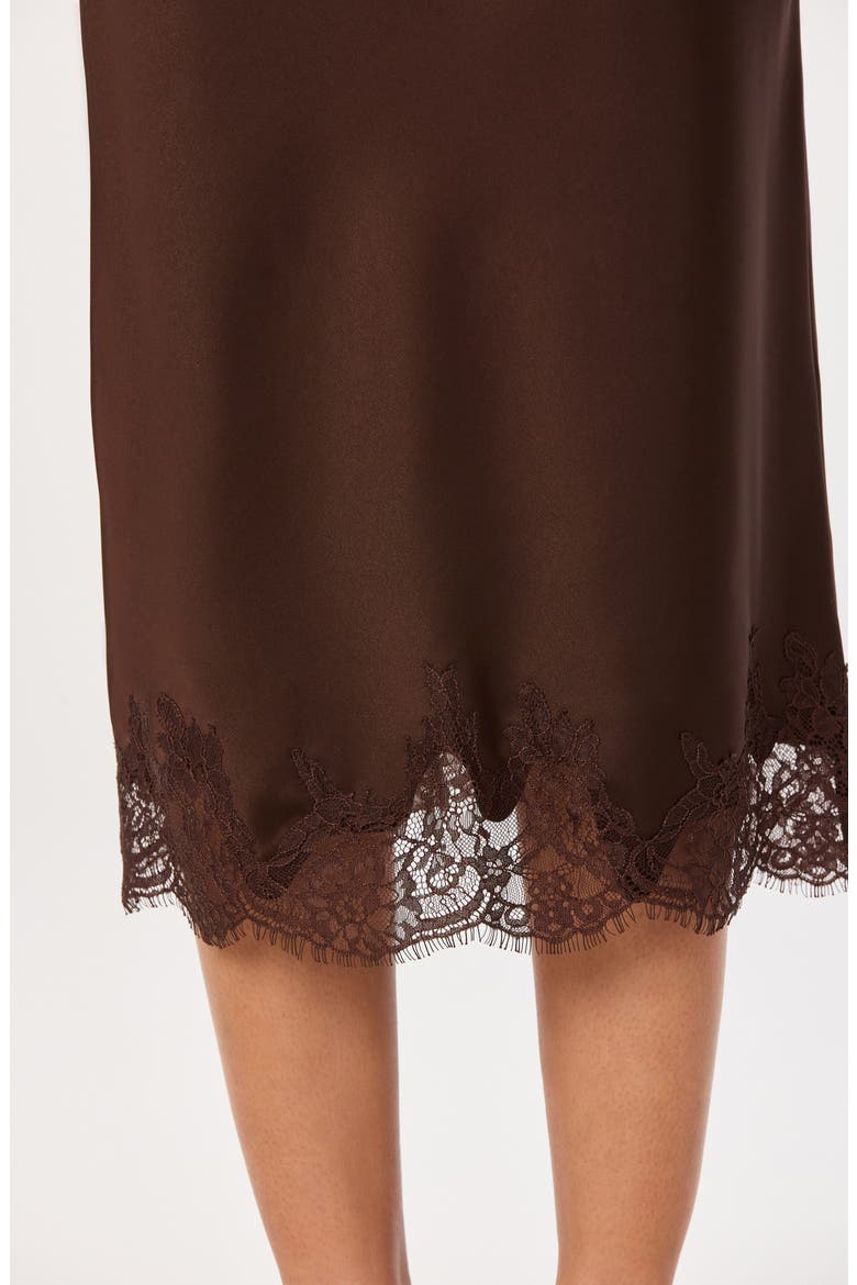 Blossom Lace Hem Midi Skirt, Alternate, color, BROWN