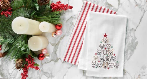 C & F Home C&f Home Dog Face Christmas Tree Christmas Holiday Machine Washable Cotton Flour Sack Kitchen Towel In Multi