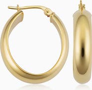 Oradina 14K Yellow Gold High Society Oval Hoops