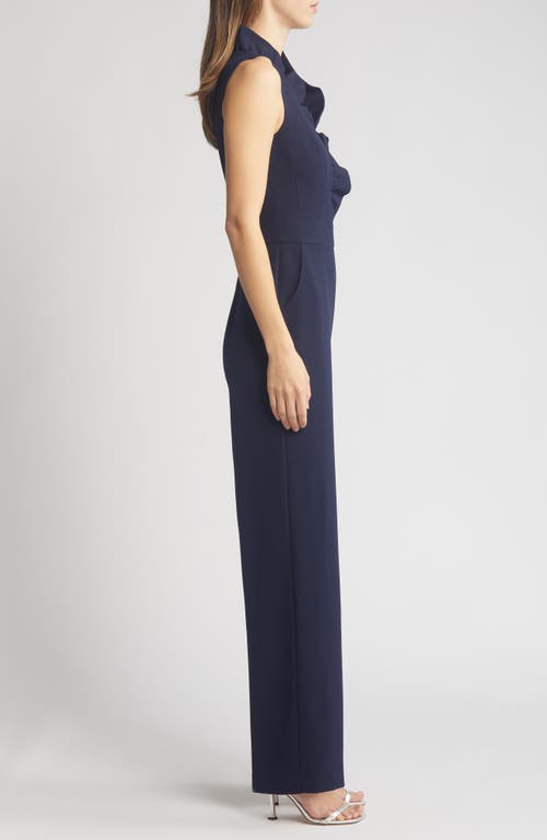 Eliza J Ruffle Neck Jumpsuit In Navy