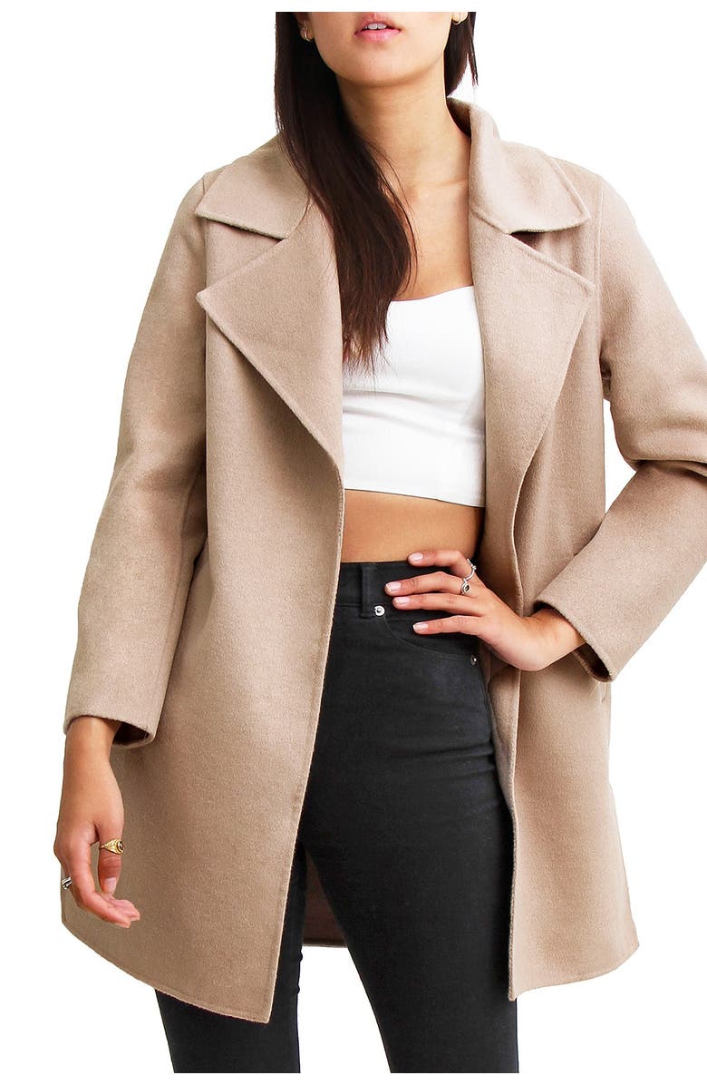 Belle & Bloom Ex Boyfriend Wool Blend Coat, Main, color, Sand
