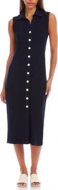 Karen Kane Sleeveless Knit Button-Up Midi Dress