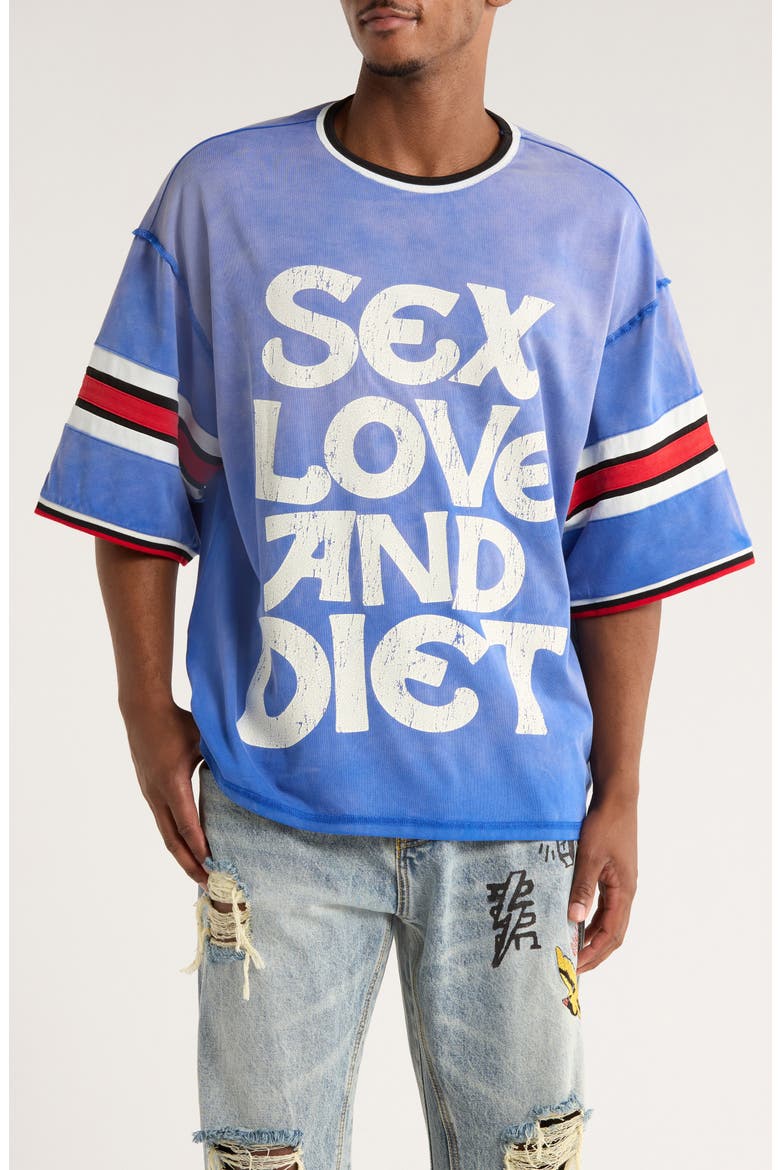Sex, Love & Diet Athletic Graphic T-Shirt, Main, color, BLUE/RED
