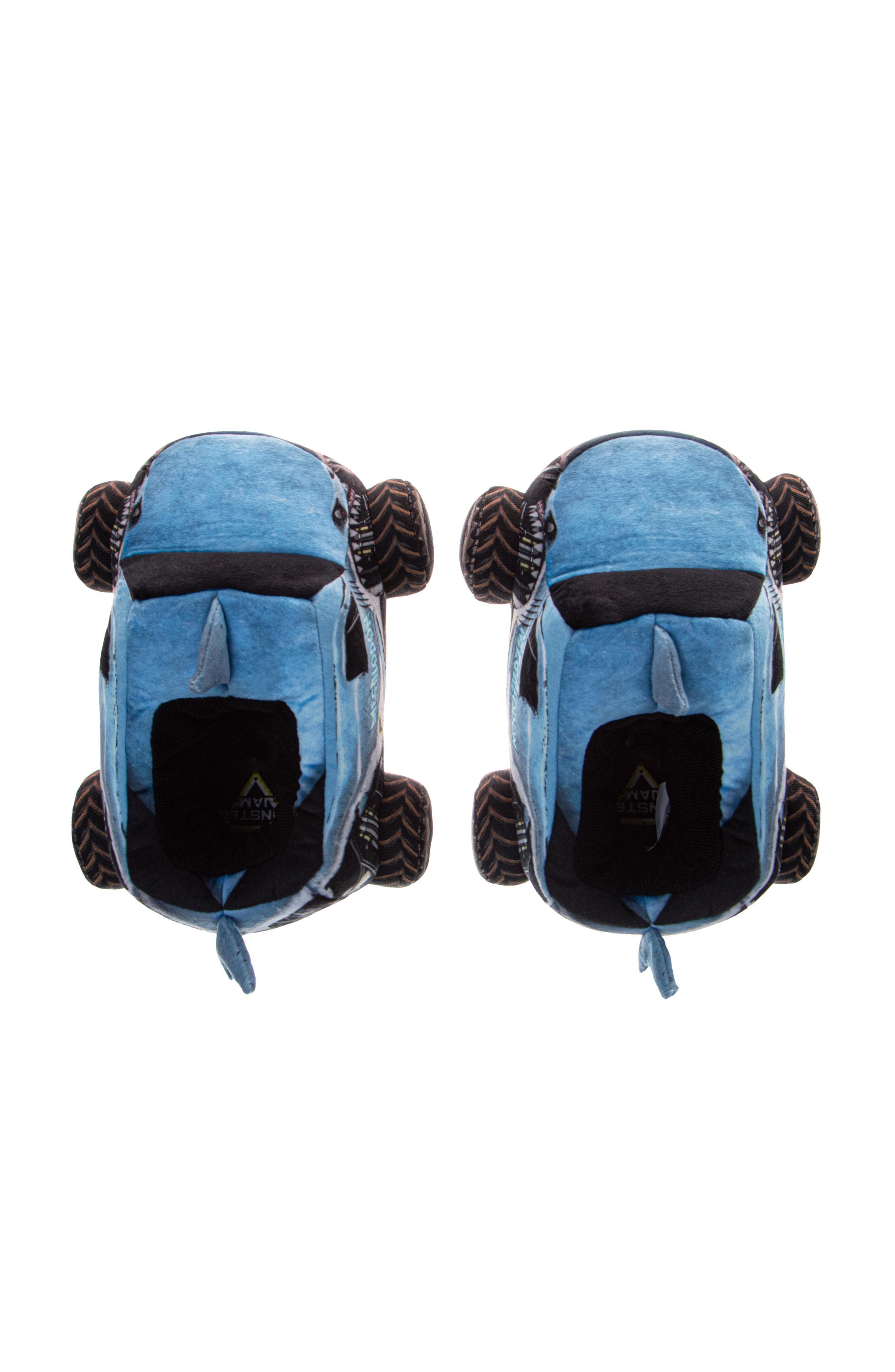"Megalodon" Boys' 3D Plush Slippers, Alternate, color, Blue Black