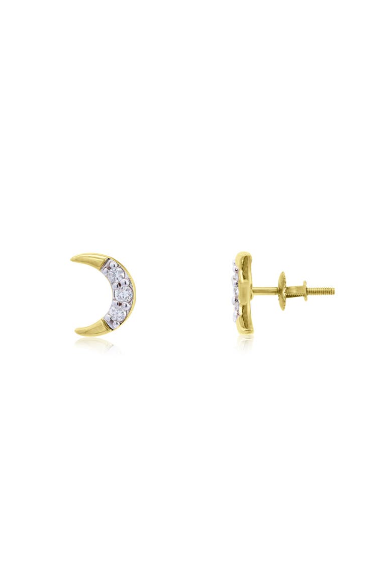 Diamond Crescent Moon Screw Back Stud Earrings, Main, color, Yellow Gold
