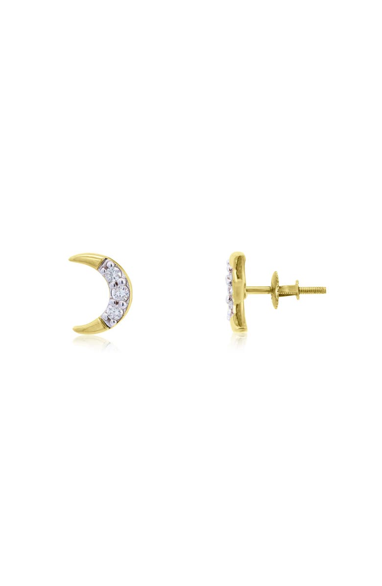 The Lovery Fine Jewelry Diamond Crescent Moon Screw Back Stud Earrings, Main, color, Yellow Gold