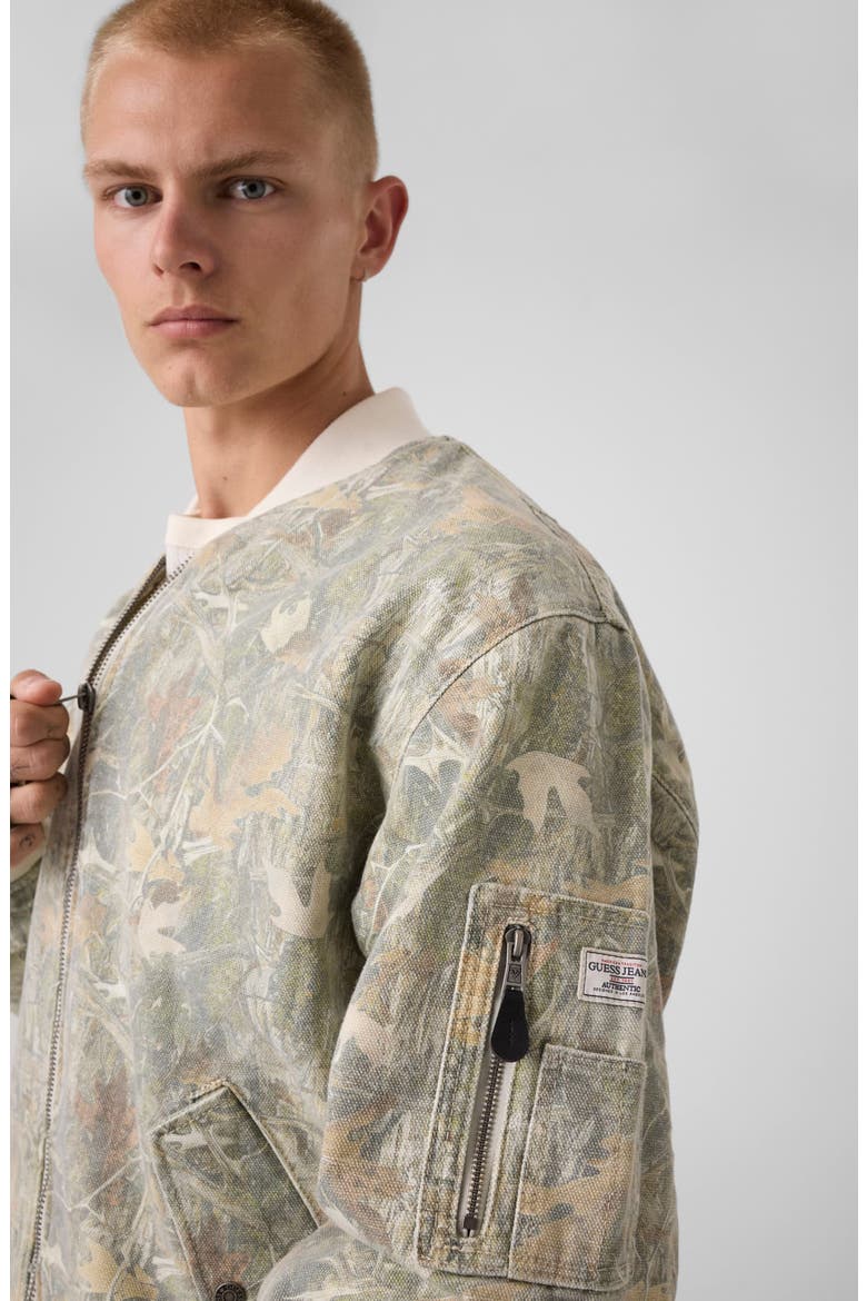 Camo Canvas Bomber Jacket, Alternate, color, CAMO-BROWN