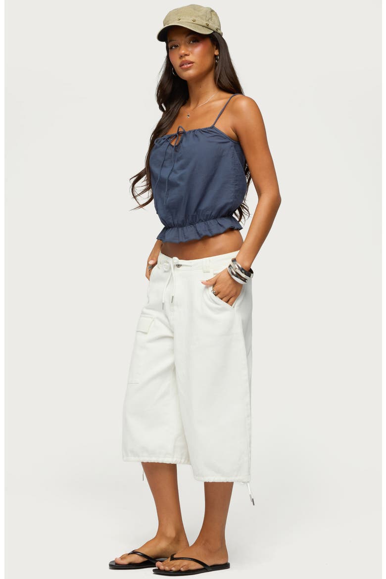 Tohar Keyhole Tie Front Top, Alternate, color, NAVY