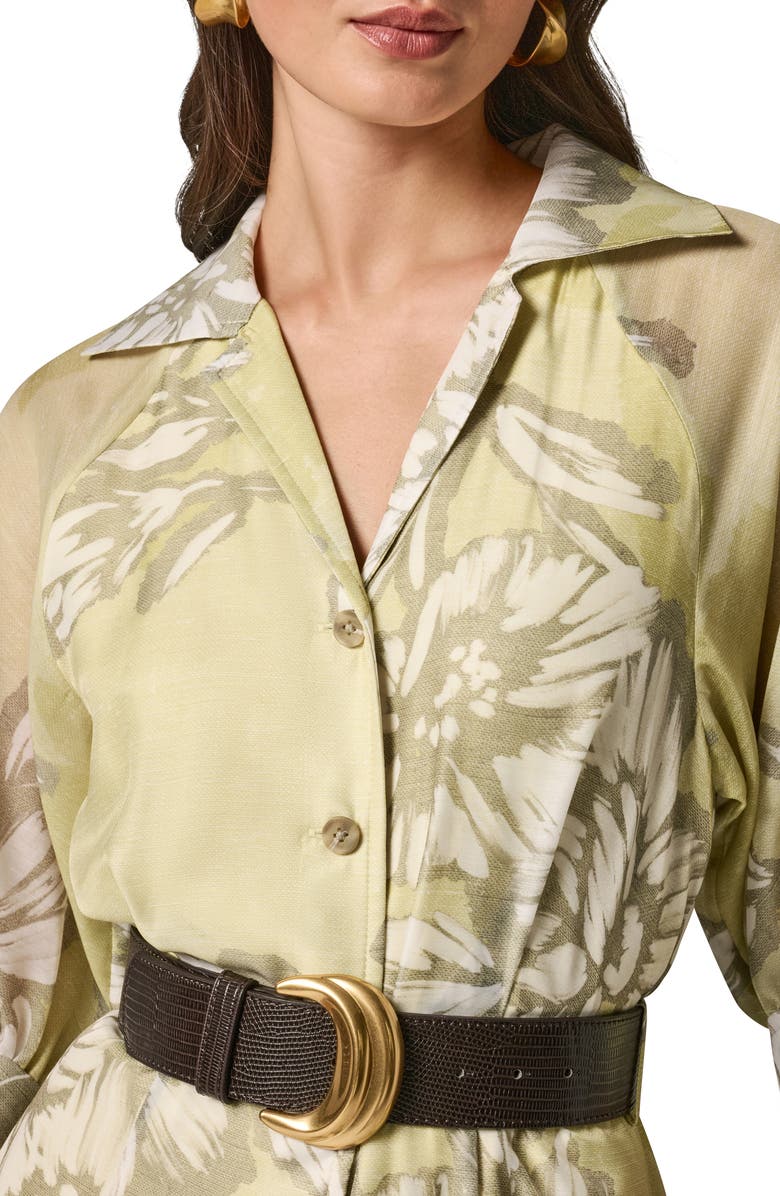 Donna Karan New York Floral Print Belted Shirtdress, Alternate, color, Summer Citron Multi