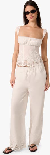 Lace Wide Strap Ruched Cup Corset Top
