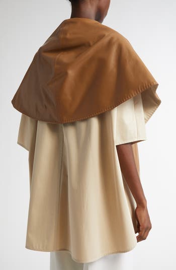 Max Mara Garza Cotton Cape with Removable Scarf | Nordstrom