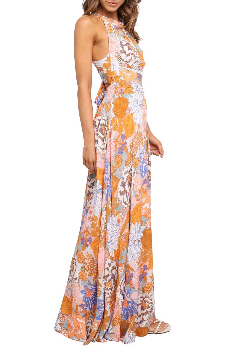 Petal & Pup Newell Floral Halter Maxi Dress, Alternate, color, Orange