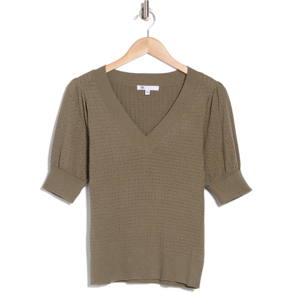 Dr2 By Daniel Rainn Pointelle Stitch Sweater In Basil