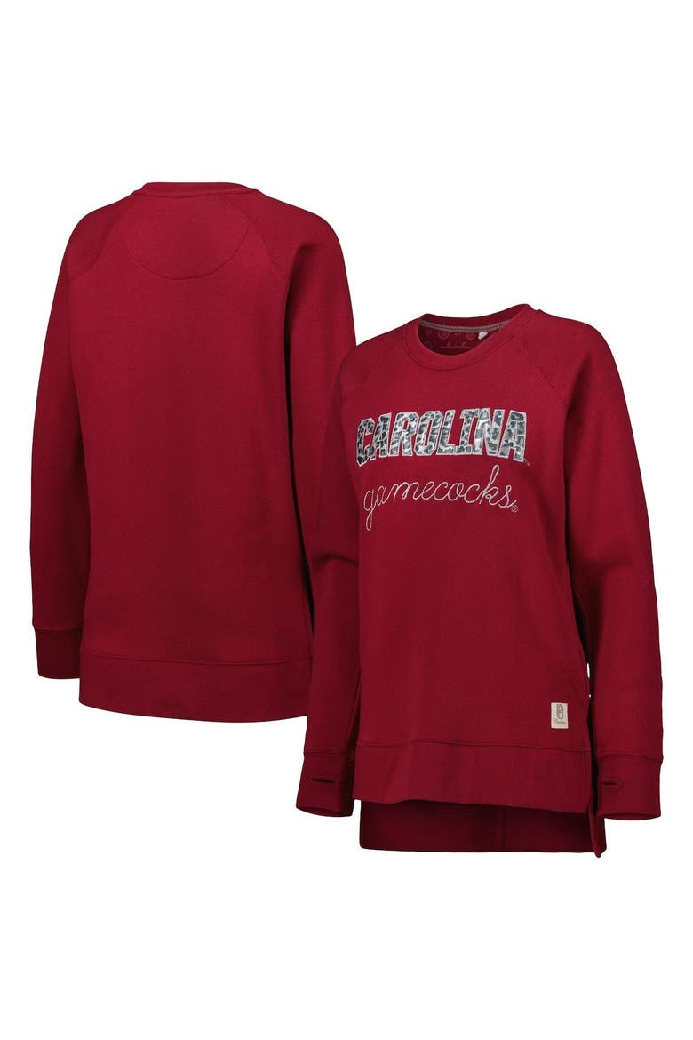 Women's Pressbox Garnet South Carolina Gamecocks Steamboat Animal Print Raglan Pullover Sweatshirt, Main, color, Garnet