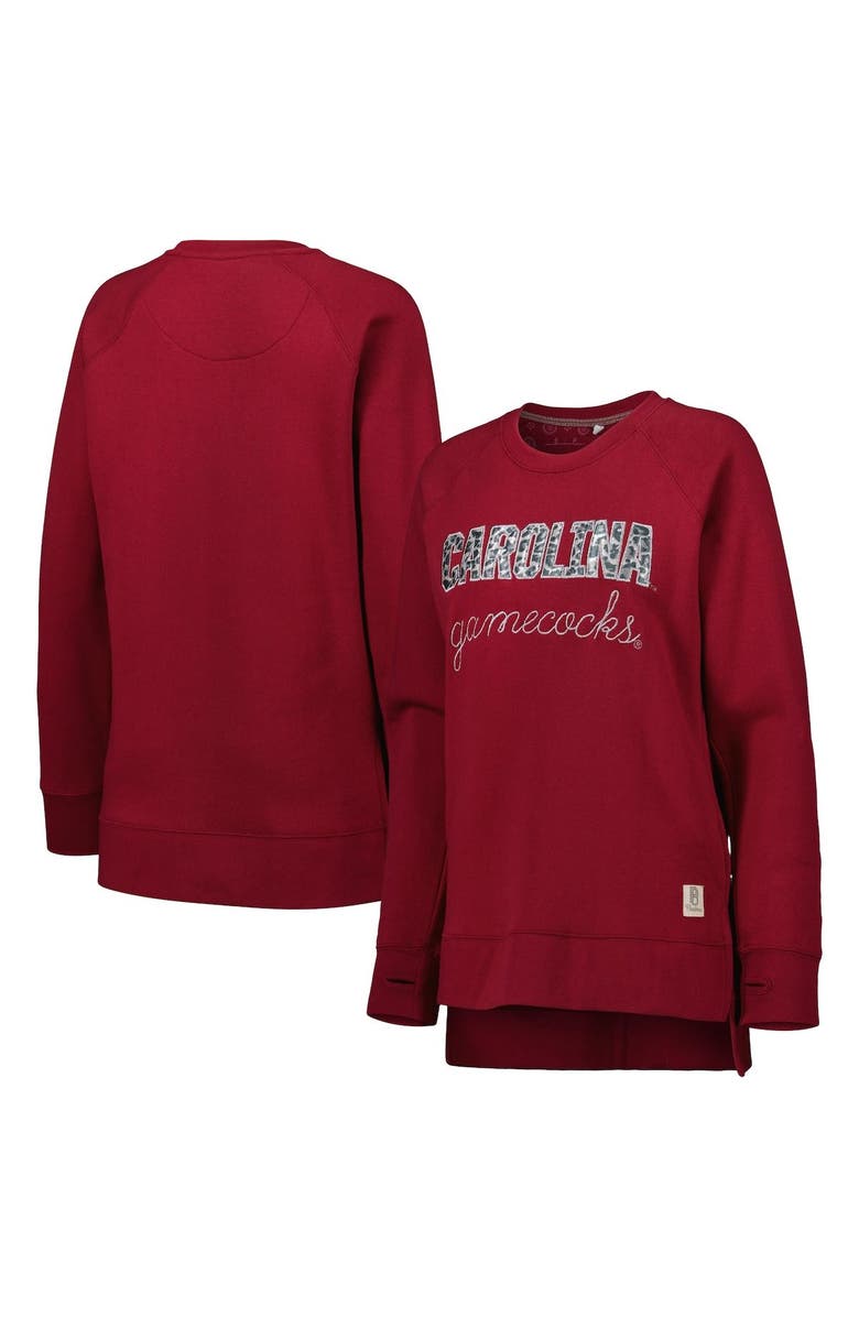 PRESSBOX Women's Pressbox Garnet South Carolina Gamecocks Steamboat Animal Print Raglan Pullover Sweatshirt, Main, color, 