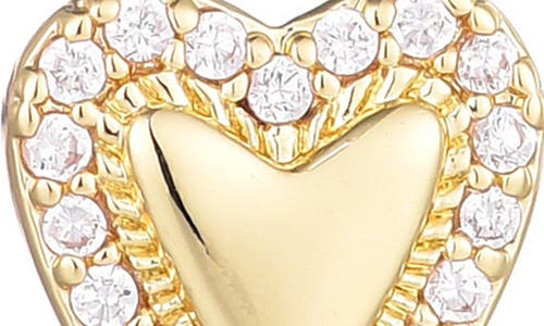 Adornia 14k Gold Plated Puffy Mini Halo Cz Heart Stud Earrings In Gold