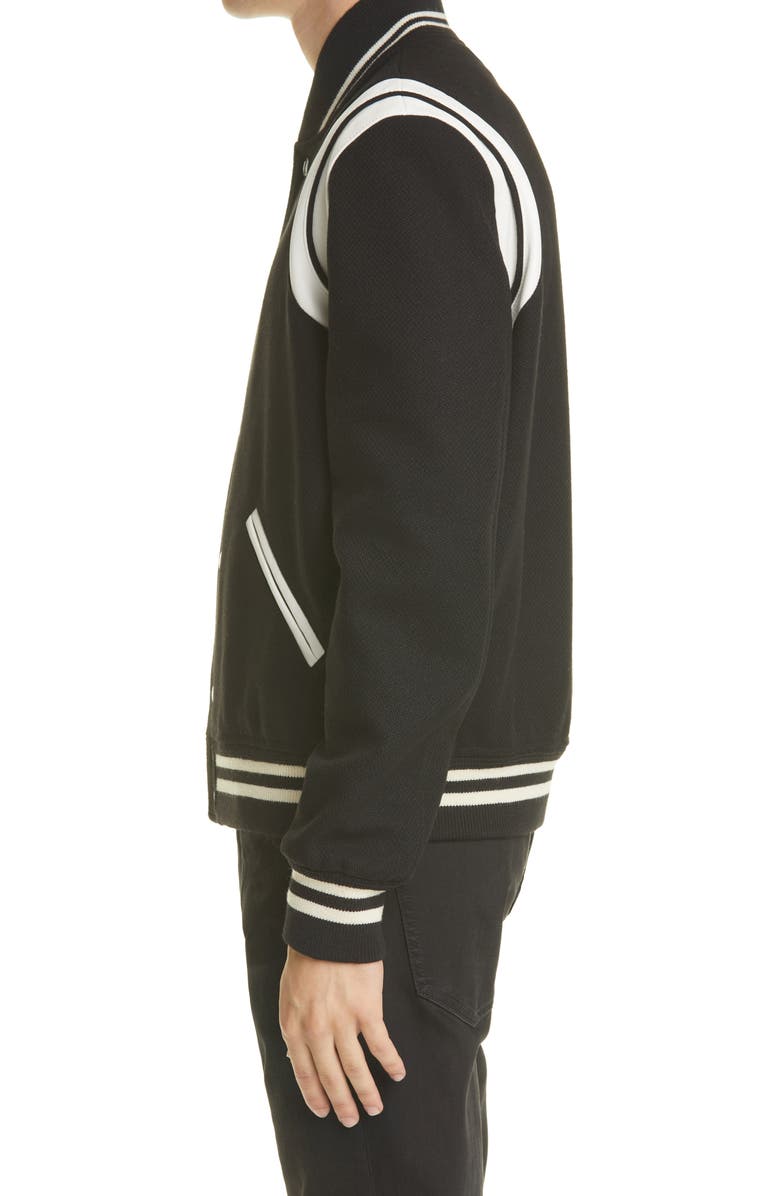 Saint Laurent Wool Blend Bomber Jacket, Alternate, color,