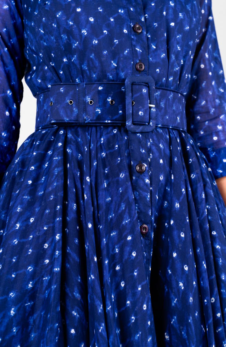 SAMANTHA SUNG A-Line Midi Aster Shirtdress, Alternate, color, Shibori Admiral