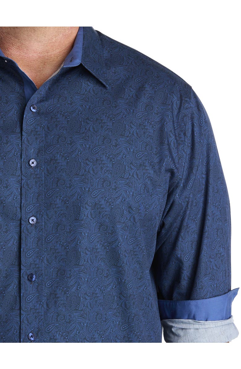 Synrgy by DXL Big & Tall Tonal Paisley Sport Shirt, Alternate, color, Navy