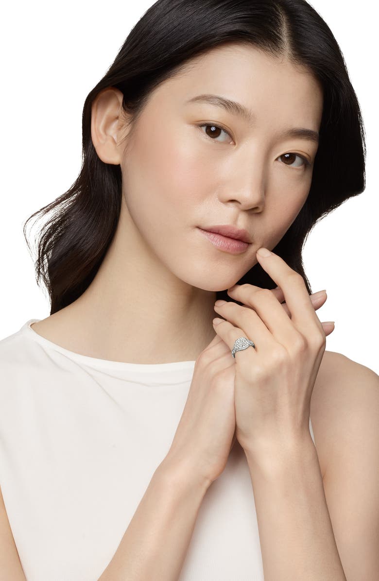 David Yurman Mini Chevron Pinky Ring in 18K Gold with Pavé Diamonds, Alternate, color, Diamond