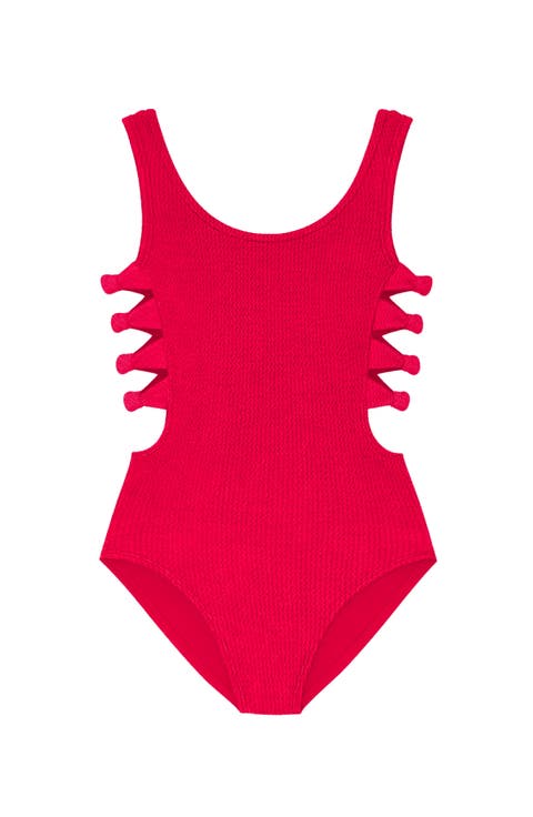 Crinkle Bow Side Cutout One Piece