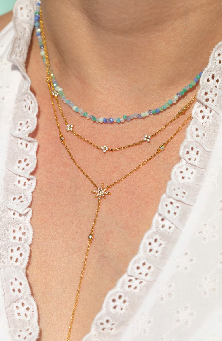 Girls Crew Blue Lagoon Beaded Necklace, Alternate, color, Gold