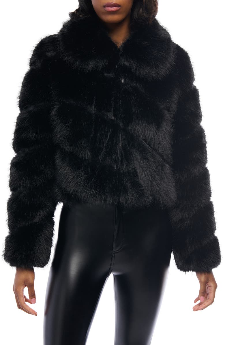 AZALEA WANG Faux Fur Jacket, Alternate, color, Black