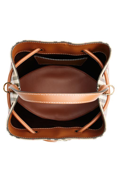 Burberry Small Check Drawstring Bucket Bag In Vntg Chk/briar Brown