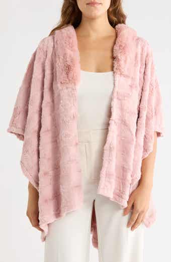 Faux Fur Trim Knit Poncho