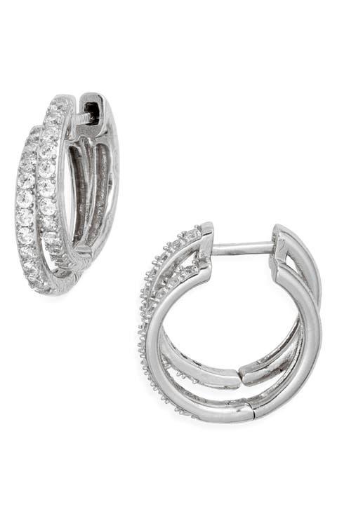 Cubic Zirconia Double Hoop Earrings
