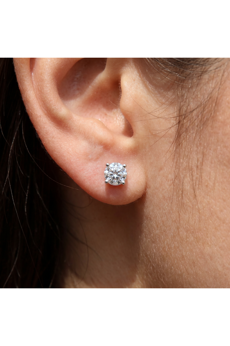 Certified 1.34Ct Diamond Studs Earrings 14K Gold, Alternate, color, 14k White Gold