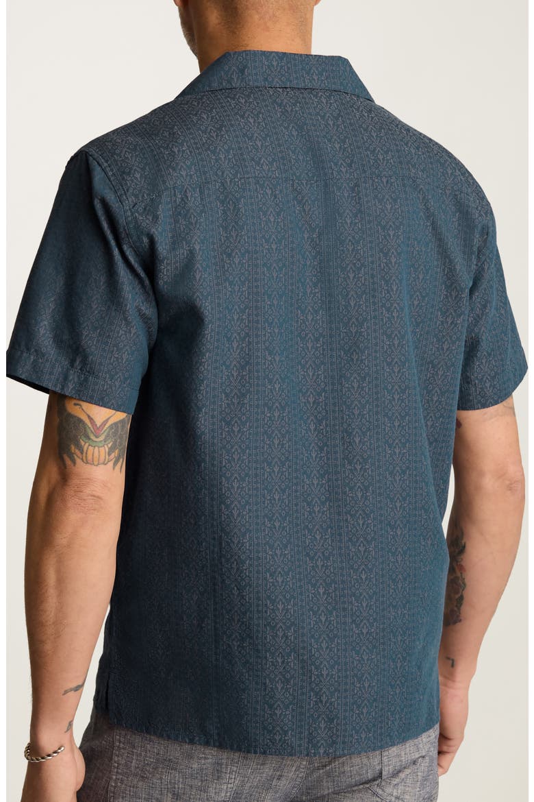Resort Riveria Jacquard Stripe Cotton & Linen Camp Shirt, Alternate, color, LANDER GEO STRIPES C30