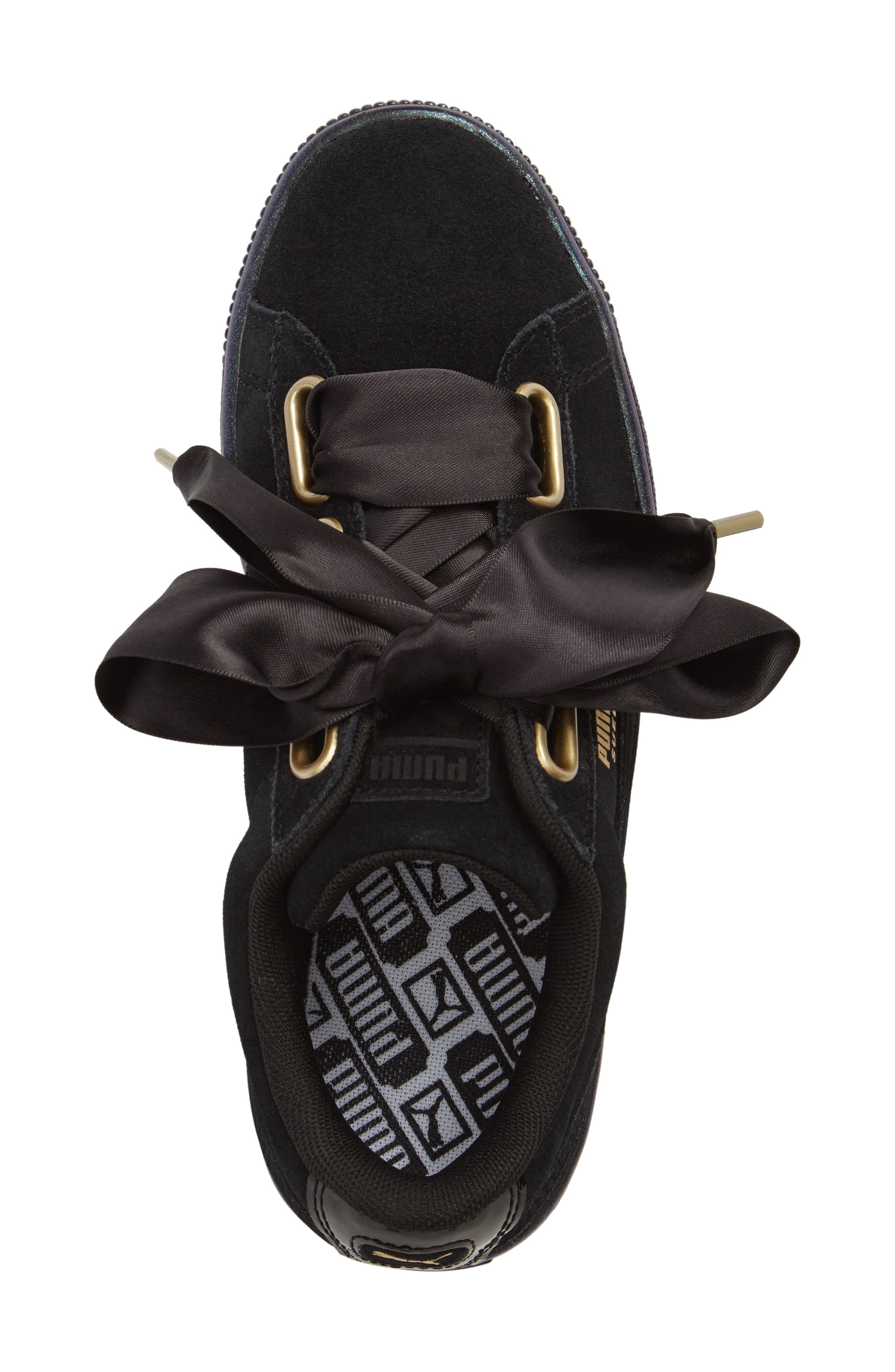 Suede - Heart Sneaker, Alternate, color, BLACK/ BLACK