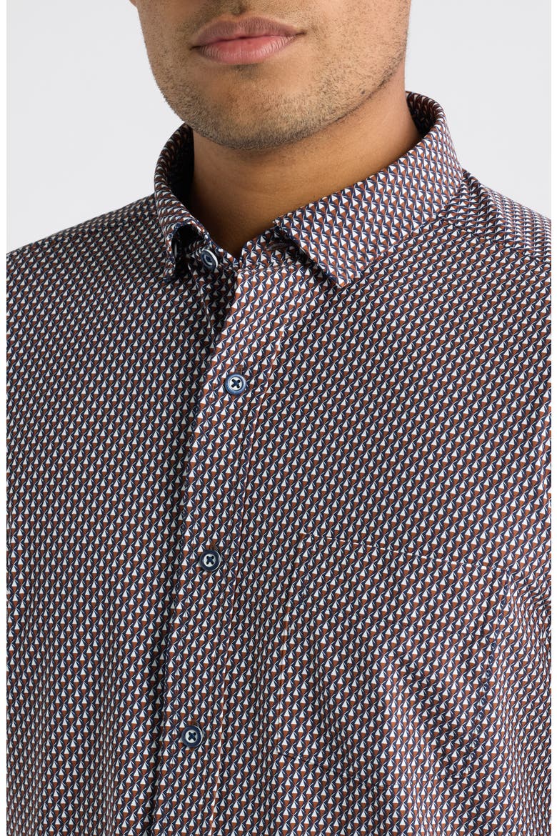 XC+™ Motion Microprint Knit Button-Up Shirt, Alternate, color, RUST/ NAVY STACKED TRIANGLE