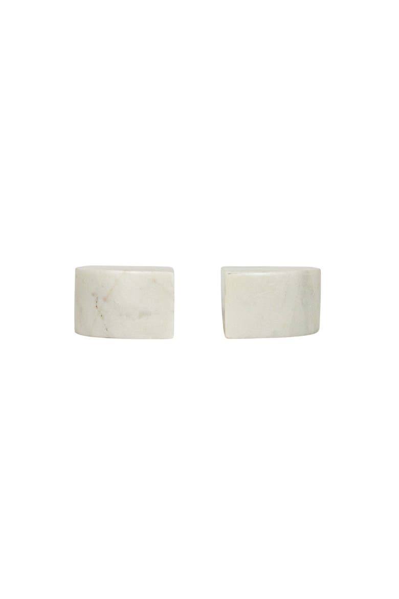 7" x 9" Large Premium Luxury White Marble Stone Decorative Arch Bookends, Set of 2, Alternate, color, White