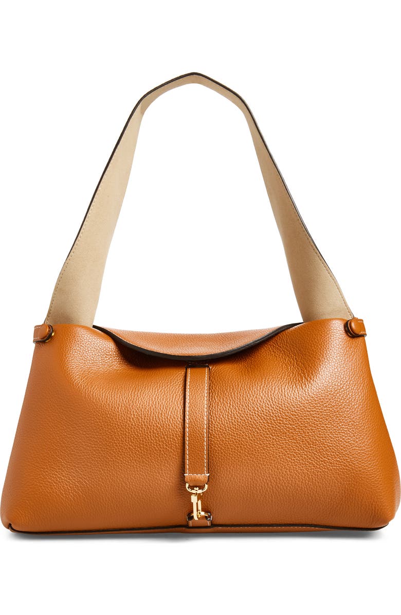 Ree Projects Florencia Soft Pebble Grain Leather Shoulder Bag, Main, color, Caramel