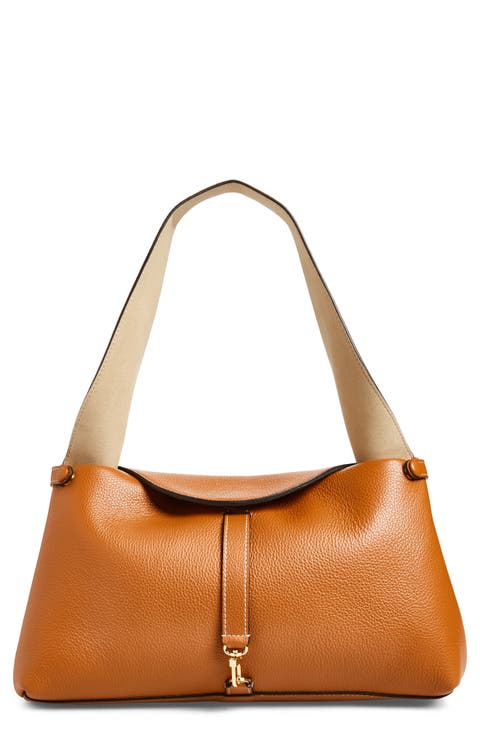 Florencia Soft Pebble Grain Leather Shoulder Bag